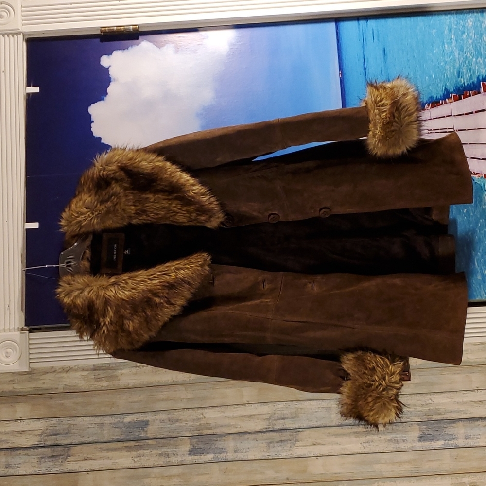 JONES NEW YORK faux fur and suede jacket